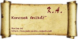 Koncsek Anikó névjegykártya